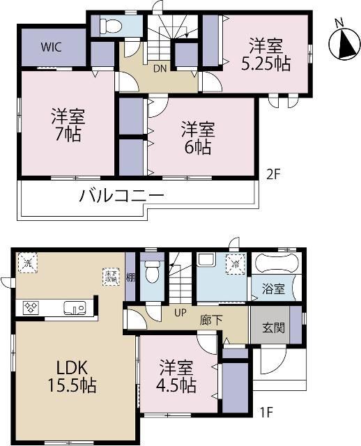 全１棟現場　広々ワイドバルコニー 間取り図画像