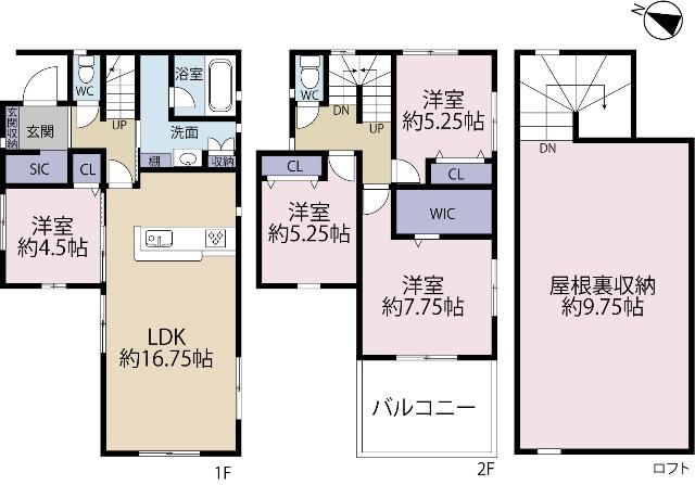 全１棟現場　多目的に活用できるグルニエ付き 間取り図画像