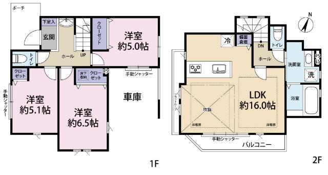 全１棟現場　冬でも足元ポカポカの床暖房 間取り図画像
