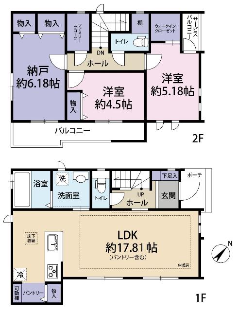 全３棟／Ｂ号棟　利便性重視の設計プラン 間取り図画像