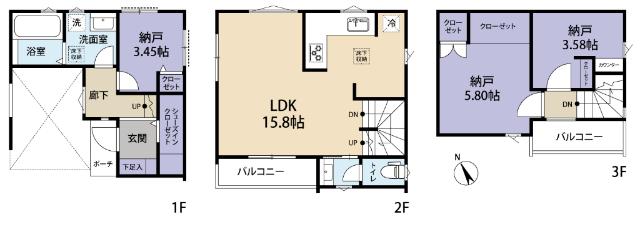 全１棟現場　シューズインクローク付きで玄関周りがスッキリ 間取り図画像