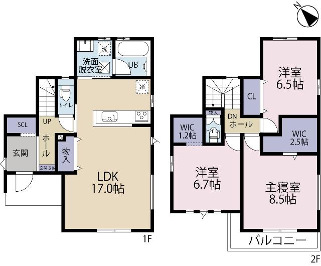 全１棟現場　ウォークインクローゼット２ヶ所 間取り図画像