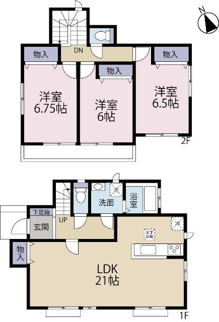 松戸市古ケ崎３丁目　中古戸建 間取り図画像