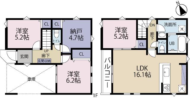 全１棟現場　家事の時短に嬉しい食洗機付き 間取り図画像