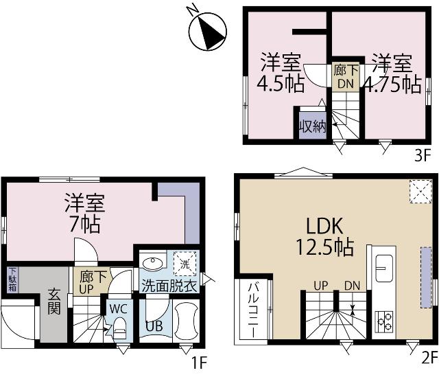 全１棟現場　リビングに床暖房付き、寒い冬でも足元ポカポカ 間取り図画像