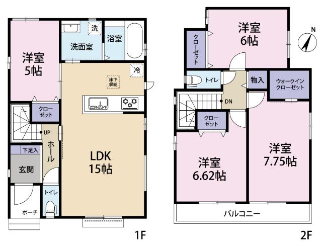 全４棟／Ｃ号棟　駐車スペース２台分可能 間取り図画像