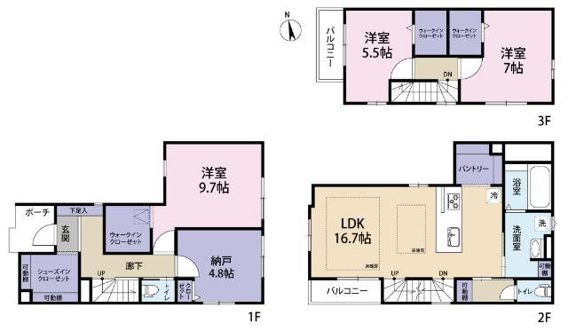 全１棟現場　キッチン横に嬉しいパントリー付き 間取り図画像