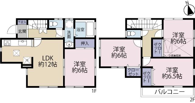 鎌ケ谷市北中沢３丁目　中古戸建 間取り図画像