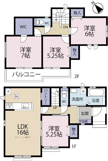 全２棟／Ｂ号棟　キッチン横に嬉しいパントリー付き 間取り図画像