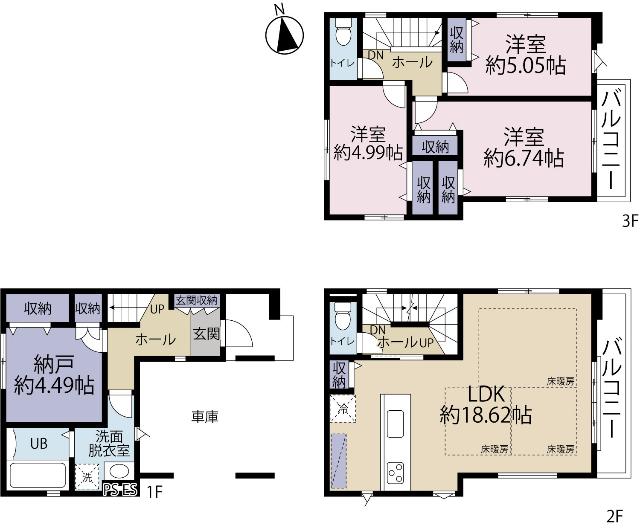 全１棟現場　足元から温まる床暖房 間取り図画像