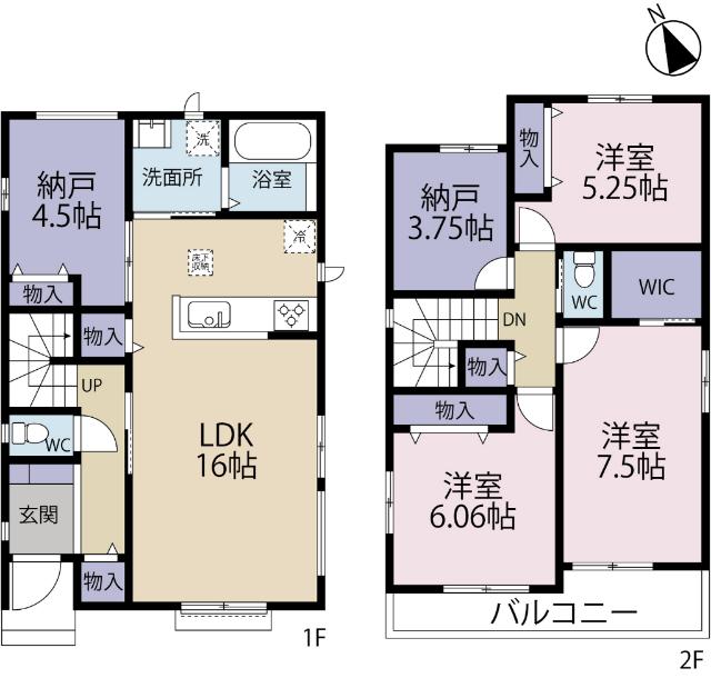 全４棟／Ｂ号棟　耐震性・省エネ性でも優れている長期優良住宅 間取り図画像