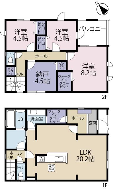 全１棟現　並列で楽々、駐車場３台分 間取り図画像