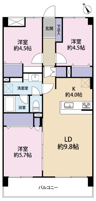 コープ野村本八幡１号棟 間取り図画像