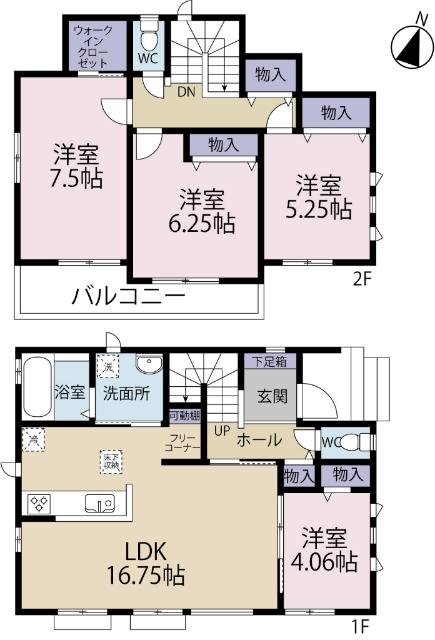 全１棟現場　家事の時短の嬉しい食洗機付き 間取り図画像