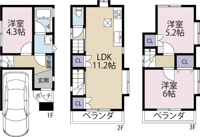 江戸川区北葛西５丁目　中古戸建 間取り図画像