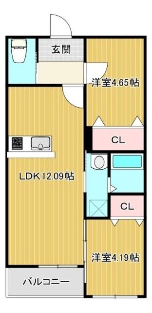 メゾンクレール野口（202） 間取り図画像