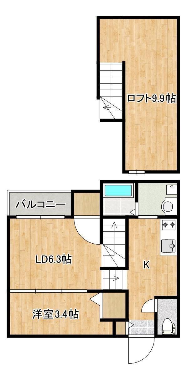 熊本市中央区琴平本町アパート 間取り図画像