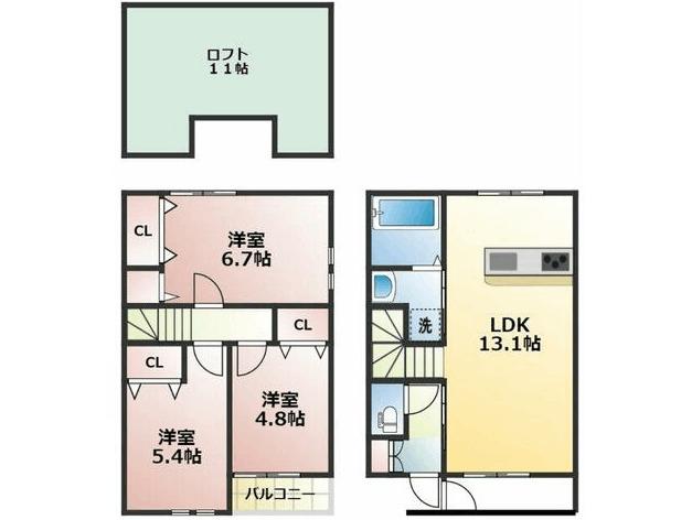 熊本市西区島崎一戸建 間取り図画像