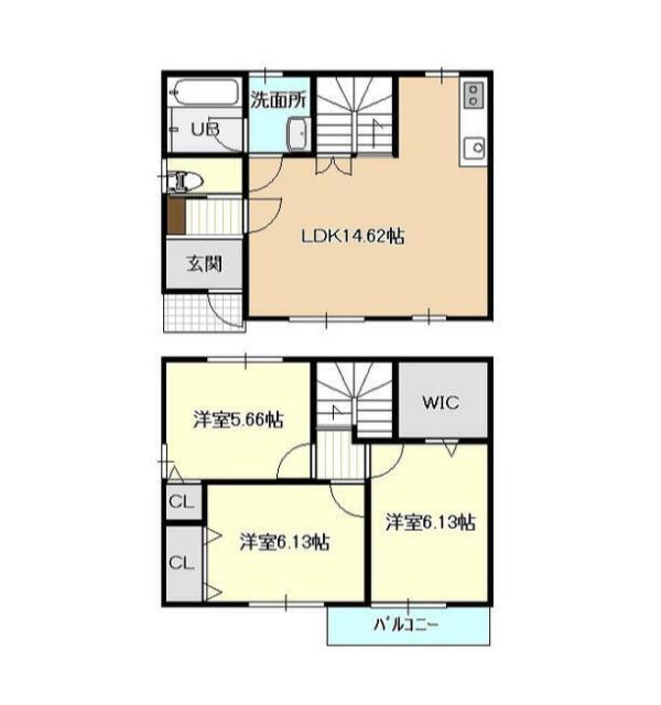 熊本市西区谷尾崎町テラスハウス 間取り図画像