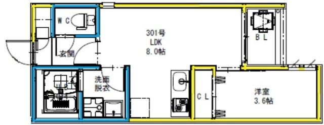 R-smart 光 新町（301） 間取り図画像