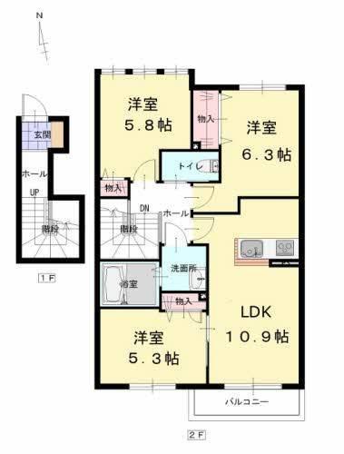 熊本市南区刈草アパート 間取り図画像