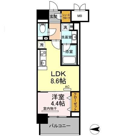 Ｄ’プレイス　九品寺（902） 間取り図画像