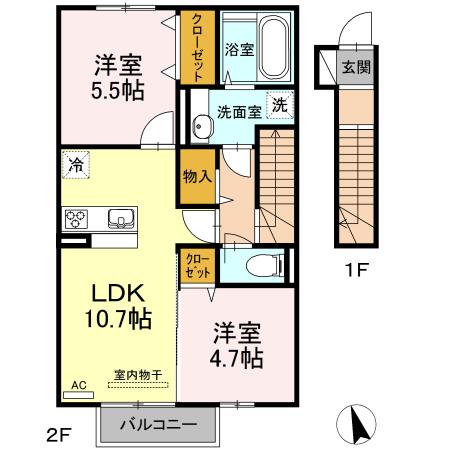 D-room葛原（208） 間取り図画像