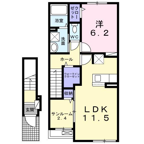 アライブ馬場山緑　Ⅰ（202） 間取り図画像