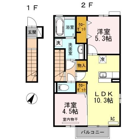 グラシューズ　メゾン（201） 間取り図画像