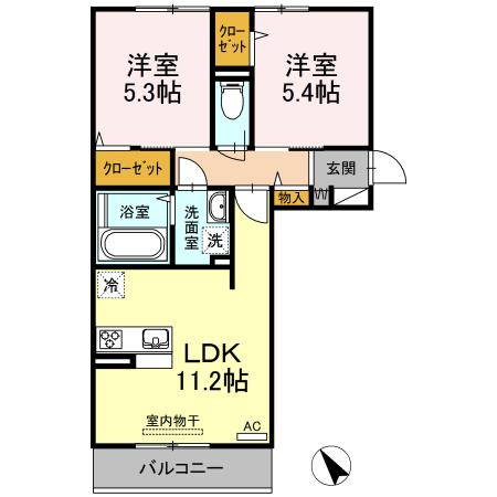 イオメール折尾　B棟（207） 間取り図画像