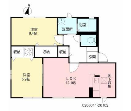 咲ら小路　Ⅱ　Ｄ（201） 間取り図画像
