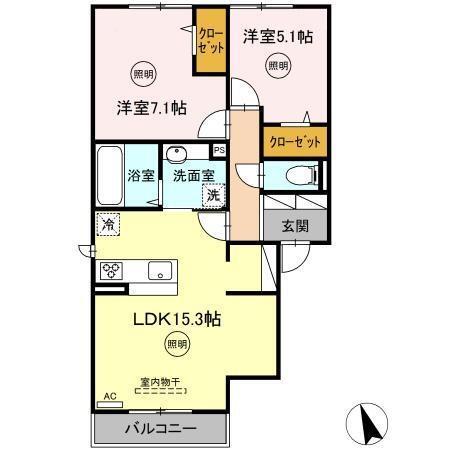 VILLA　TAKK　上到津（201） 間取り図画像