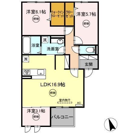 VILLA　TAKK　上到津（203） 間取り図画像