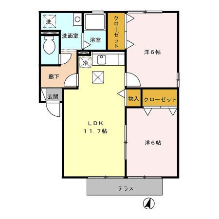 クレール塚の原　A棟（102） 間取り図画像
