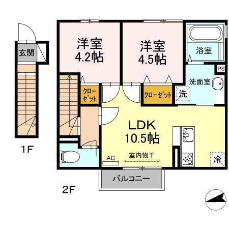 Grand Soleil（ｸﾞﾗﾝﾄﾞｿﾚｰﾕ）　A棟（201） 間取り図画像