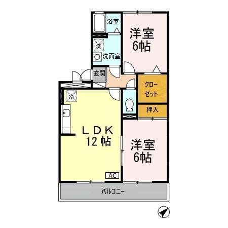 クレール徳力（102） 間取り図画像
