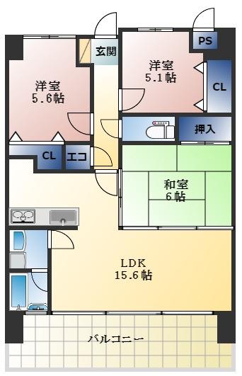 間取りは反転タイプになります。