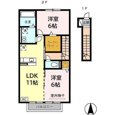 ヴァレーレ　若園（202） 間取り図画像