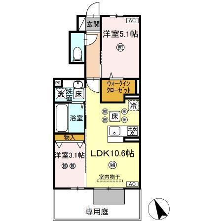 D-ROOM上葛原（106） 間取り図画像