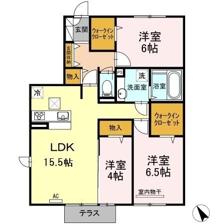 D-room城野駅　B棟（103） 間取り図画像