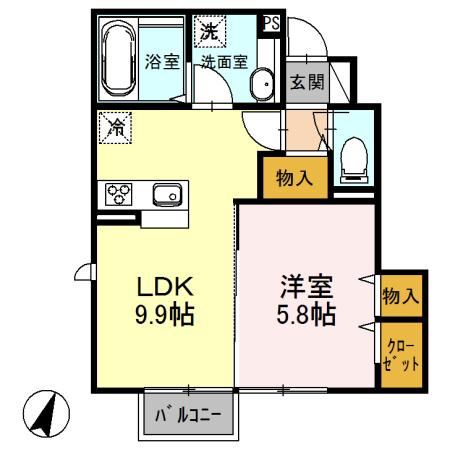 Arietta与原　B棟（105） 間取り図画像