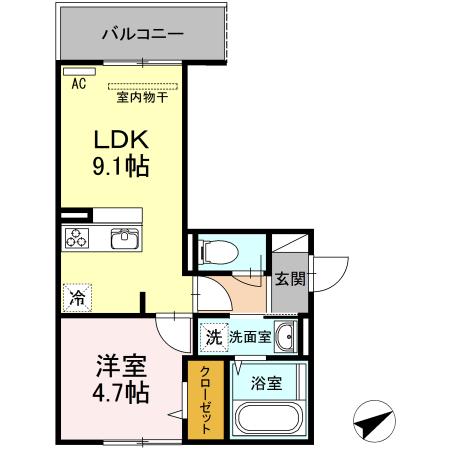 D-room城野（201） 間取り図画像