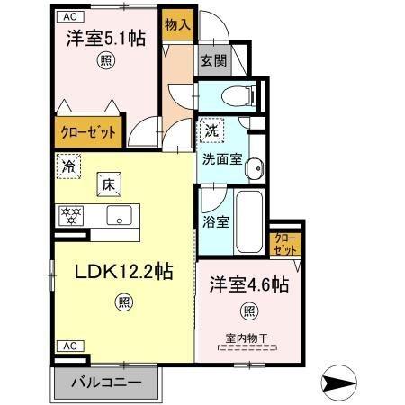 D-ROOM下城野（103） 間取り図画像