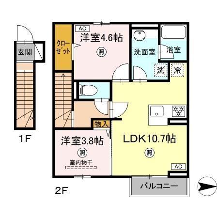 D-ROOM下城野（201） 間取り図画像