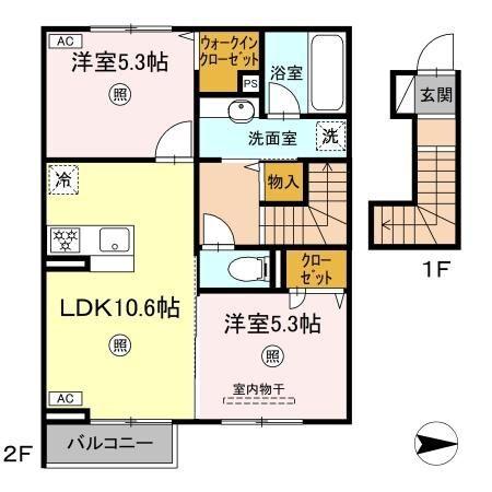D-ROOM下城野（202） 間取り図画像