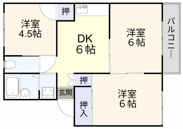 コーポカシワダB棟（203） 間取り図画像