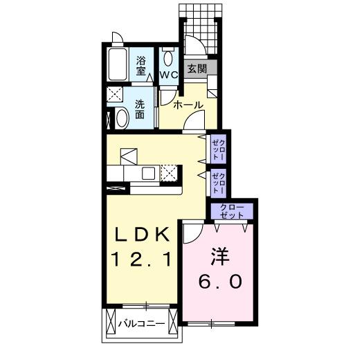メリディオ葛原Ｂ（102） 間取り図画像