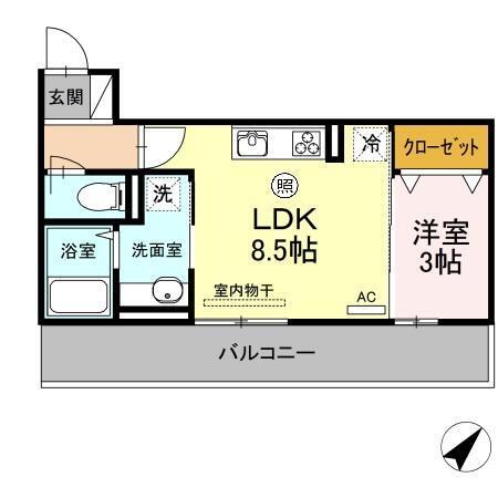 Polonia　Matsubara　B棟（302） 間取り図画像