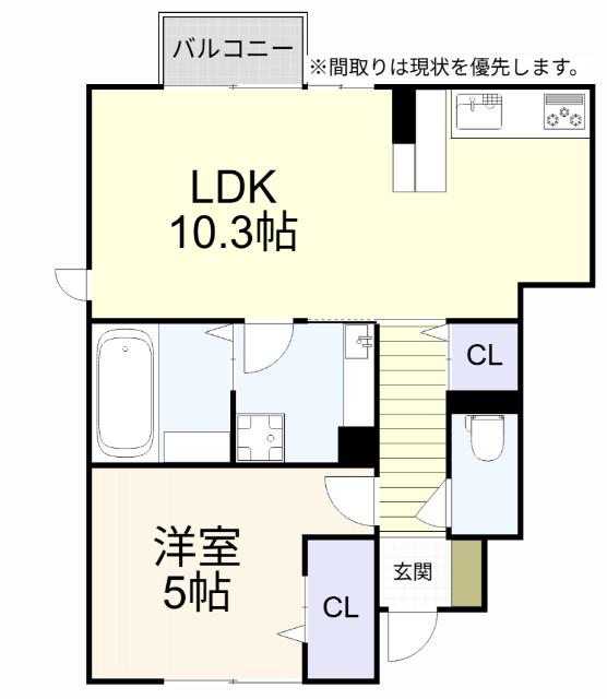 Arietta与原　B棟（101） 間取り図画像
