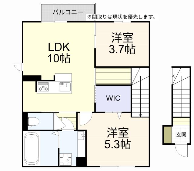 Arietta与原　B棟（201） 間取り図画像